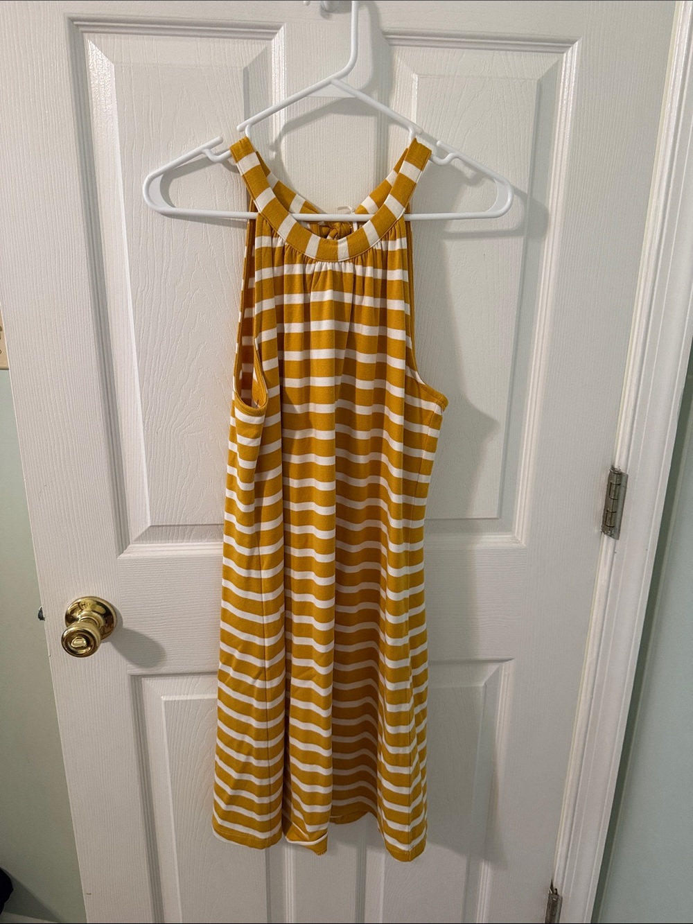 Market & Spruce Mustard and White Striped Halter Knit Dress